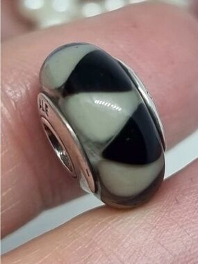 Pandora Murano Black and Gray Retired Murano